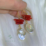 18k Freshwater Baroque Pearl Earring Dangle Drop