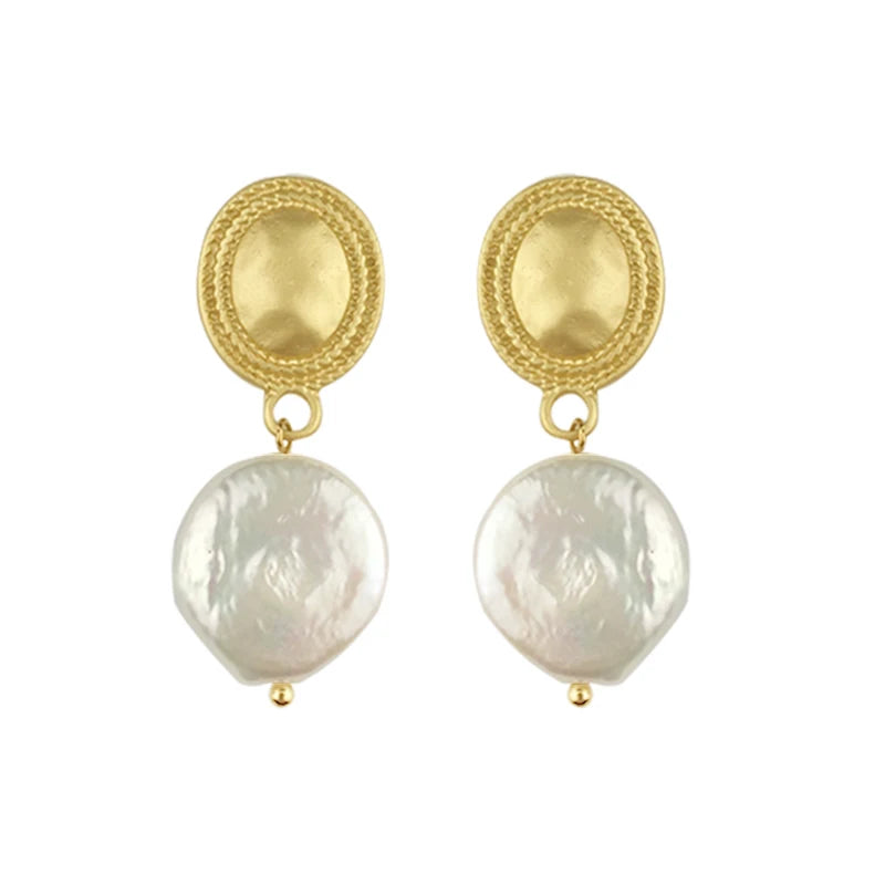 Baroque Pearl Earrings Golden Boho Pearls Jewelry for Women