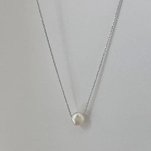 Baroque Pearl Pendant Necklace 925 Sterling Silver Choker Chain