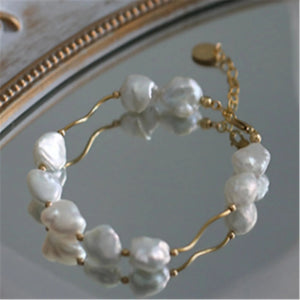 Baroque Pearl Bracelet 18K Chain Real Accessories Gift