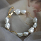 Baroque Pearl Bracelet 18K Chain Real Accessories Gift