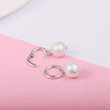 Baroque Pearl Hoop Earrings Sterling Silver Women's Jewelry Gift