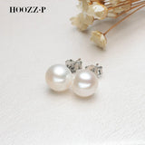 7-8mm Natural Pearl Earrings 925 Sterling Silver Plated