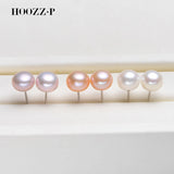 7-8mm Natural Pearl Earrings 925 Sterling Silver Plated