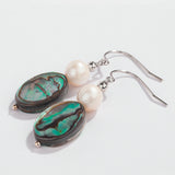 Pearl Earrings 925 Sterling Silver Abalone Shell Drop Earrings