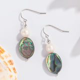 Pearl Earrings 925 Sterling Silver Abalone Shell Drop Earrings