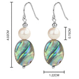 Pearl Earrings 925 Sterling Silver Abalone Shell Drop Earrings