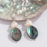 Pearl Earrings 925 Sterling Silver Abalone Shell Drop Earrings