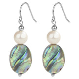 Pearl Earrings 925 Sterling Silver Abalone Shell Drop Earrings