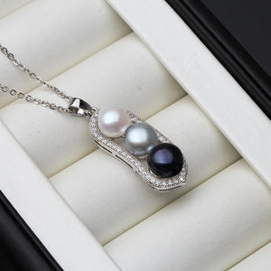 Freshwater Natural Pearl Necklace Women 925 Sterling Silver Pendant Girls Gift