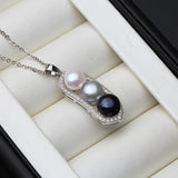 Freshwater Natural Pearl Necklace Women 925 Sterling Silver Pendant Girls Gift