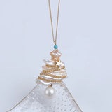 Biwa Potato Pearl Necklace Freshwater Natural Christmas Tree Shape