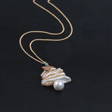 Biwa Potato Pearl Necklace Freshwater Natural Christmas Tree Shape