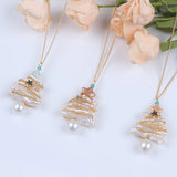 Biwa Potato Pearl Necklace Freshwater Natural Christmas Tree Shape