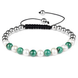Freshwater Pearl 6mm 8mm Natural Malachite Bracelet For Women Gift Green Purple
