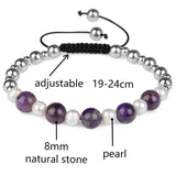 Freshwater Pearl 6mm 8mm Natural Malachite Bracelet For Women Gift Green Purple