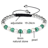 Freshwater Pearl 6mm 8mm Natural Malachite Bracelet For Women Gift Green Purple