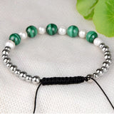 Freshwater Pearl 6mm 8mm Natural Malachite Bracelet For Women Gift Green Purple