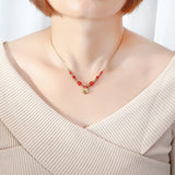 Freshwater Pearl Agate Women Necklace Classic Smooth Peach Heart Pendant