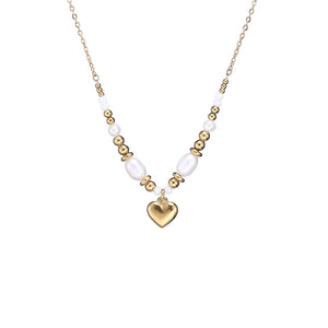 Freshwater Pearl Agate Women Necklace Classic Smooth Peach Heart Pendant