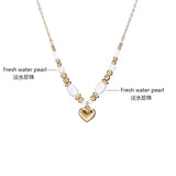 Freshwater Pearl Agate Women Necklace Classic Smooth Peach Heart Pendant