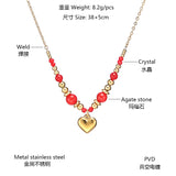 Freshwater Pearl Agate Women Necklace Classic Smooth Peach Heart Pendant