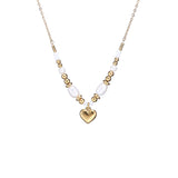 Freshwater Pearl Agate Women Necklace Classic Smooth Peach Heart Pendant