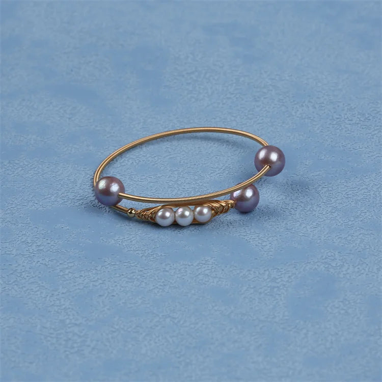 Freshwater Pearl Bead Cuff Bangle Bracelet