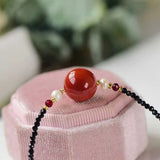 Pearl Spinel Red Agate Beads Necklace - Boho Healing Cuff