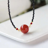 Pearl Spinel Red Agate Beads Necklace - Boho Healing Cuff