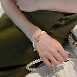 Freshwater Pearl Bracelet T-shaped Buckle Double Temperament Bracelet Bangles