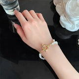 Freshwater Pearl Bracelet T-shaped Buckle Double Temperament Bracelet Bangles