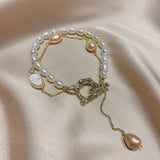 Freshwater Pearl Bracelet T-shaped Buckle Double Temperament Bracelet Bangles