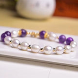 Freshwater Pearl Bracelet Natural Amethyst Stone Beads Bracelet