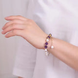 Freshwater Pearl Bracelet Natural Amethyst Stone Beads Bracelet