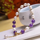 Freshwater Pearl Bracelet Natural Amethyst Stone Beads Bracelet