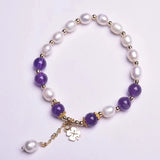 Freshwater Pearl Bracelet Natural Amethyst Stone Beads Bracelet