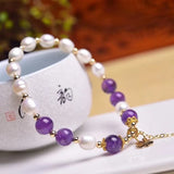 Freshwater Pearl Bracelet Natural Amethyst Stone Beads Bracelet