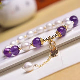 Freshwater Pearl Bracelet Natural Amethyst Stone Beads Bracelet