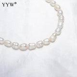 Freshwater Pearl Brass Necklace With Brass Rice Natural For Woman