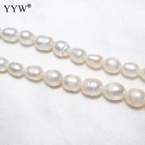 Freshwater Pearl Brass Necklace With Brass Rice Natural For Woman