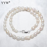 Freshwater Pearl Brass Necklace With Brass Rice Natural For Woman
