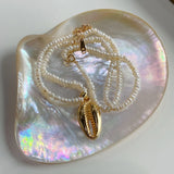 Freshwater Pearl Choker Heart Shell Necklace 925 Sterling Silver