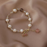 Freshwater Pearl Crystal Beads Bracelet with Zircon Cherry Charm