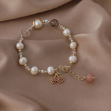 Freshwater Pearl Crystal Beads Bracelet with Zircon Cherry Charm
