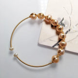 Pink Freshwater Pearl Cuff Bracelet Bangle for Women