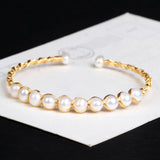 Pink Freshwater Pearl Cuff Bracelet Bangle for Women