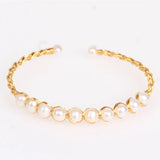 Pink Freshwater Pearl Cuff Bracelet Bangle for Women