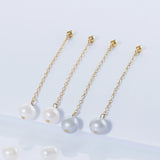 Freshwater Pearl Drop Earrings 925 Sterling Silver Stud Long Chain Women Jewelry