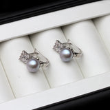Freshwater Pearl Earrings, 925 Sterling Silver Clip-On Jewelry